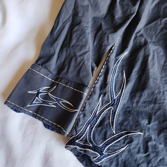 Lamasini Premium Dark Navy Blue Western Rodeo Tribal Print XL Button-down Shirt - Picture 3 of 12